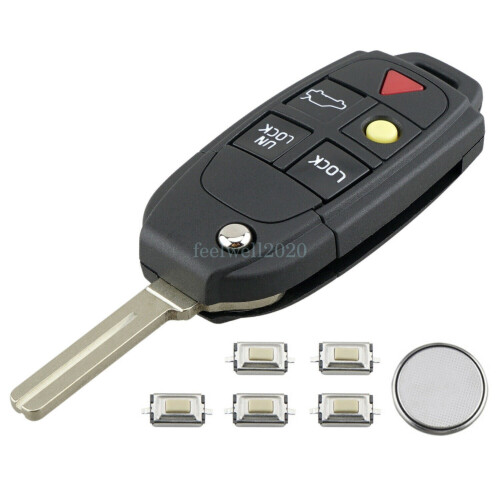  
5 Button For Volvo S60 S80 V70 XC70 XC90 Remote Key Fob Case Battery Repair Kit