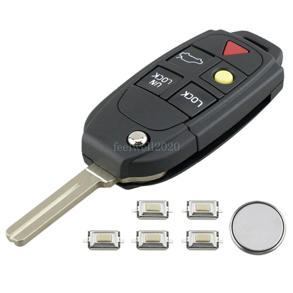 Â 5 Button For Volvo S60 S80 V70 Xc70 Xc90 Remote Key Fob Case Battery Repair Kit Black 5056464062066