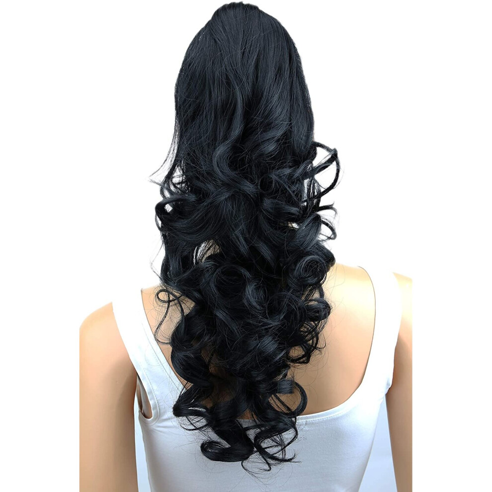 Caisha Unisex Black Prettyshop 20" Hairpiece Ponytail Clip On Extension Voluminous Wavy H8