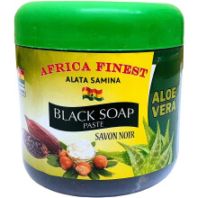 Africa Finest Natural Black Soap Paste (Aloe Vera) (Skin & Scalp Exfoliate & Hydrate) 450g