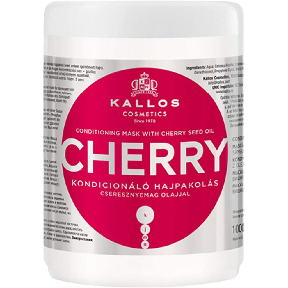 Kallos Conditioning Hair Mask with Cherry Seed Oil 1000ml, White