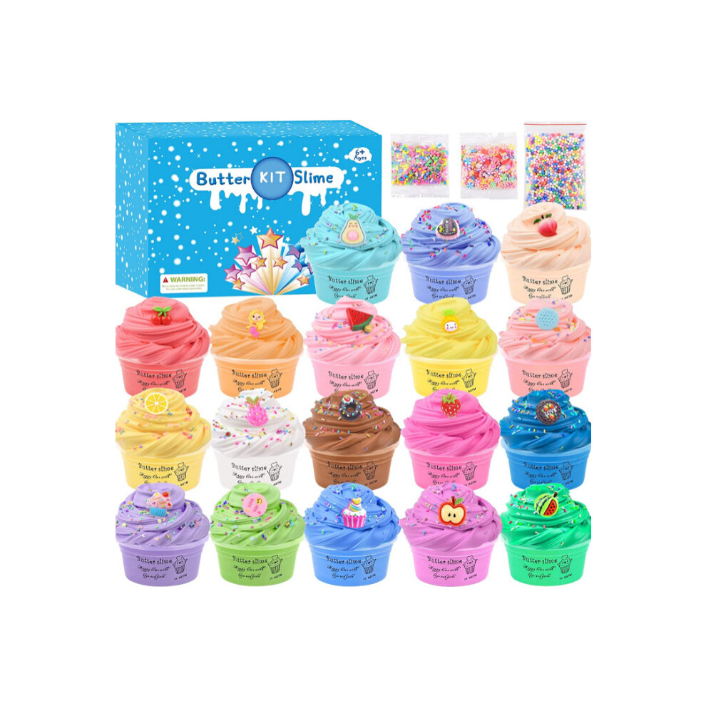 18 Pack Super Soft Fluffy Butter Slime Kit, with Candy, Ice cream