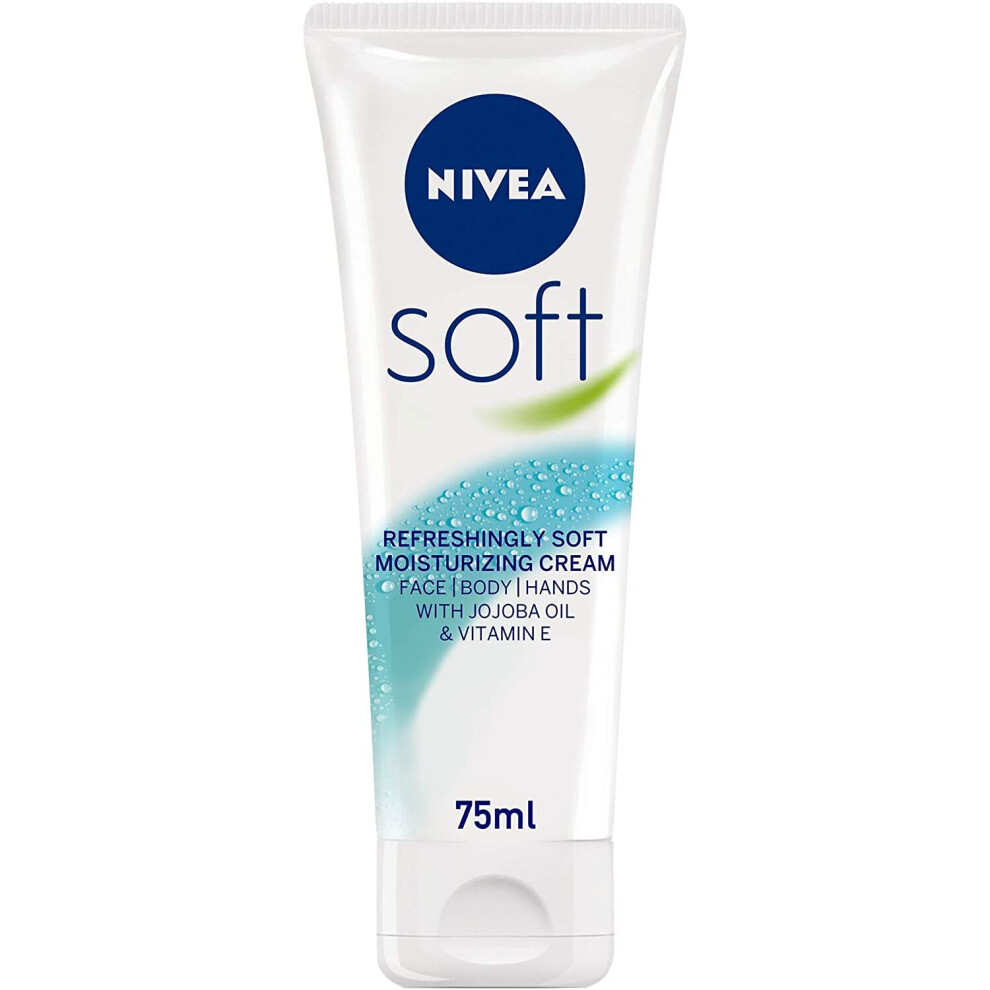 NIVEA SOFT 75ML MOISTURISING CREAM FACE/BODY/HANDS NEW - TRAVEL SIZE