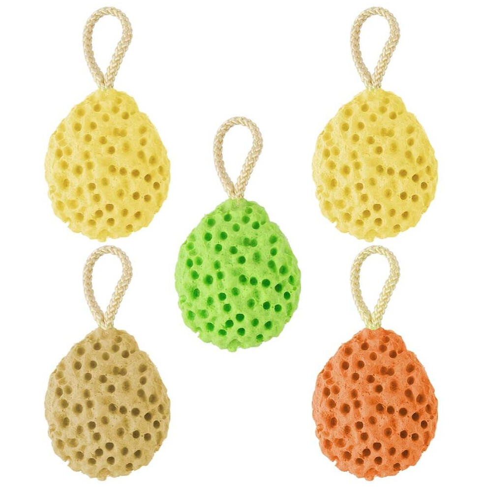 Dadabig 5 PCS Hydrophilic Sponge Bath, Bath Sponges Loofahs Exfoliating Scrubber Balls Natural Sea Sponge for Baby Adult Bathroom Supplies, 4 Colors,