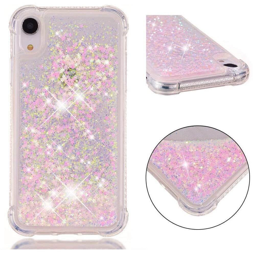iPhone XR Shockproof Case Liquid, iPhone XR Silicone Case, 3D Bling Flowing Liquid Floating Sparkle Colorful Glitter Quicksand Waterfall TPU