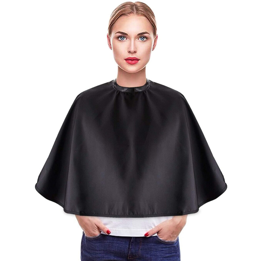 Noverlife Black Makeup Cape, Chemical & Water Proof Beauty Salon Shorty Smock For Clients, Lightweight Comb-Out Beard Apron Shortie Makeup Bib Styling