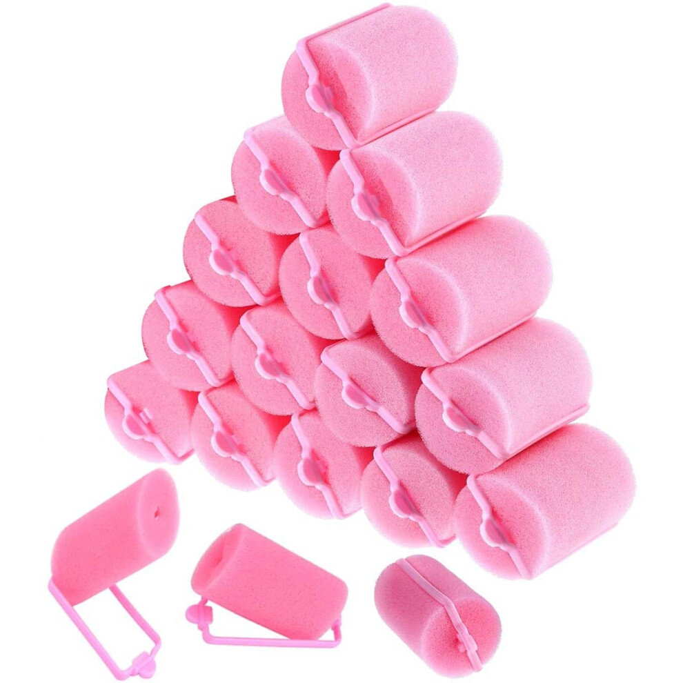 18 Pieces Foam Sponge Hair Rollers Pink Hair Rollers Soft Sponge Curlers 40 mm Large Size DIY Hair Styling Hairdressing Tools for Women Girls Kids