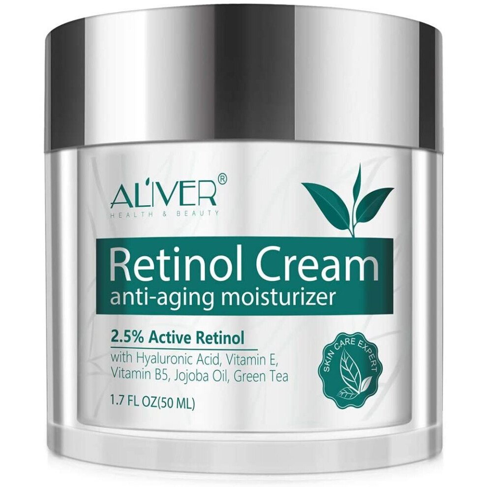 Retinol Cream – Best Moisturizer for Face 2.5% Retinol with Hyaluronic Acid Vitamin E Vitamin B5 Jojoba Oil Green Tea Shea Butter – Wrinkle Cream