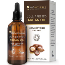 PraNaturals 100% Organic Moroccan Pure Natural Argan Oil for Face & Body 100ml – Rich in Vitamin E for Healthy Skin, Hair & Nails – No Parabens or