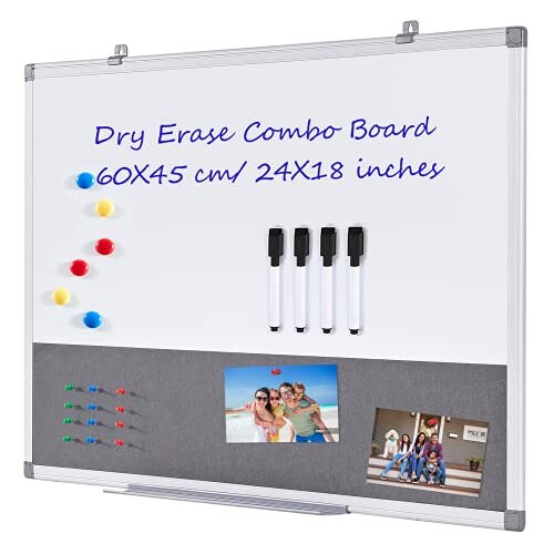 MAKELLO Bulletin Notice Board 60x45cm, Combination White&Pin