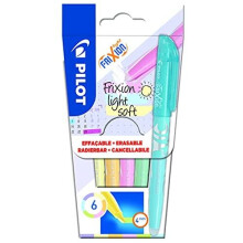 Pilot FriXion Light Soft Erasable Highlighters Set of 6 (Pastel Pink, Yellow, Purple, Blue, Orange, Green)