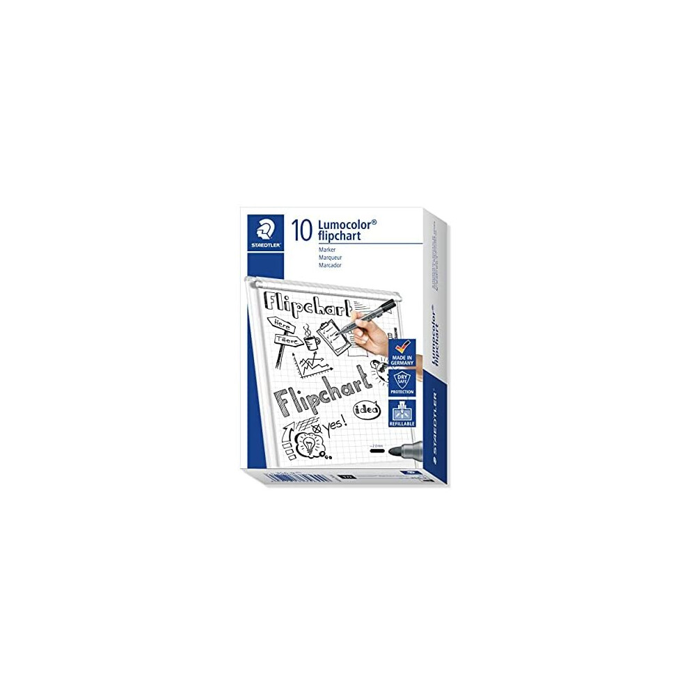 Staedtler 356-9 Lumocolor Flipchart Marker Bullet Tip - Pack Of 10 Black