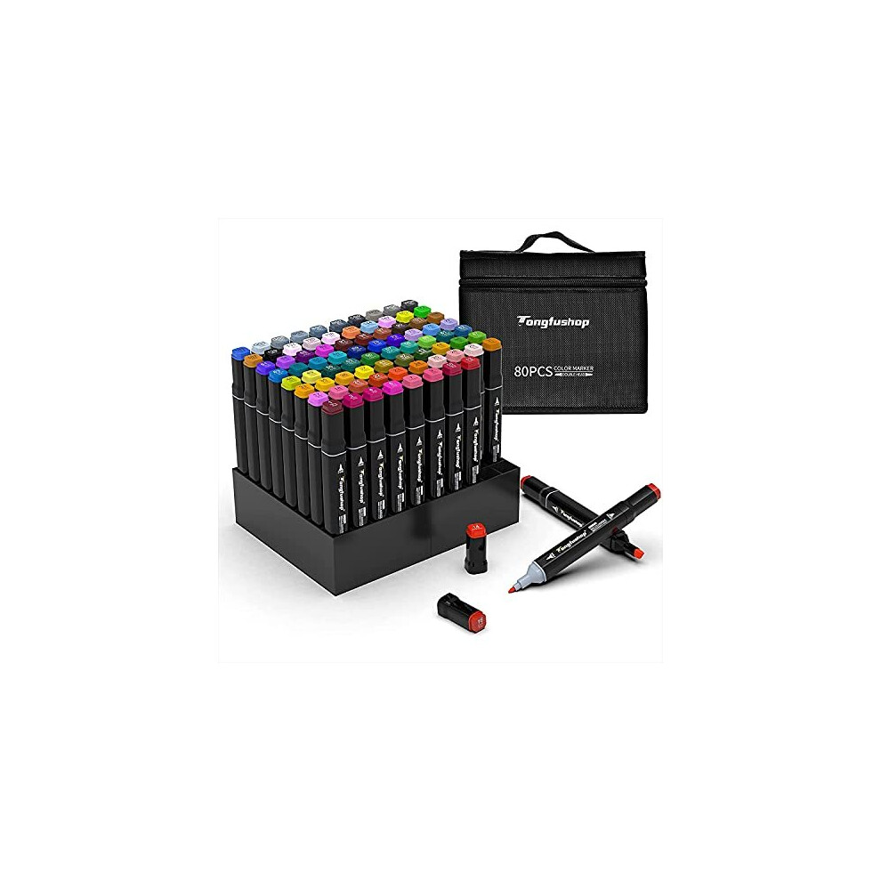 Photos - Pen TongfuShop 80 Colored Marker Set, Graffiti , Marker Pen Set Double Tip Highlighter, for Students Manga Artists Sketch Ma