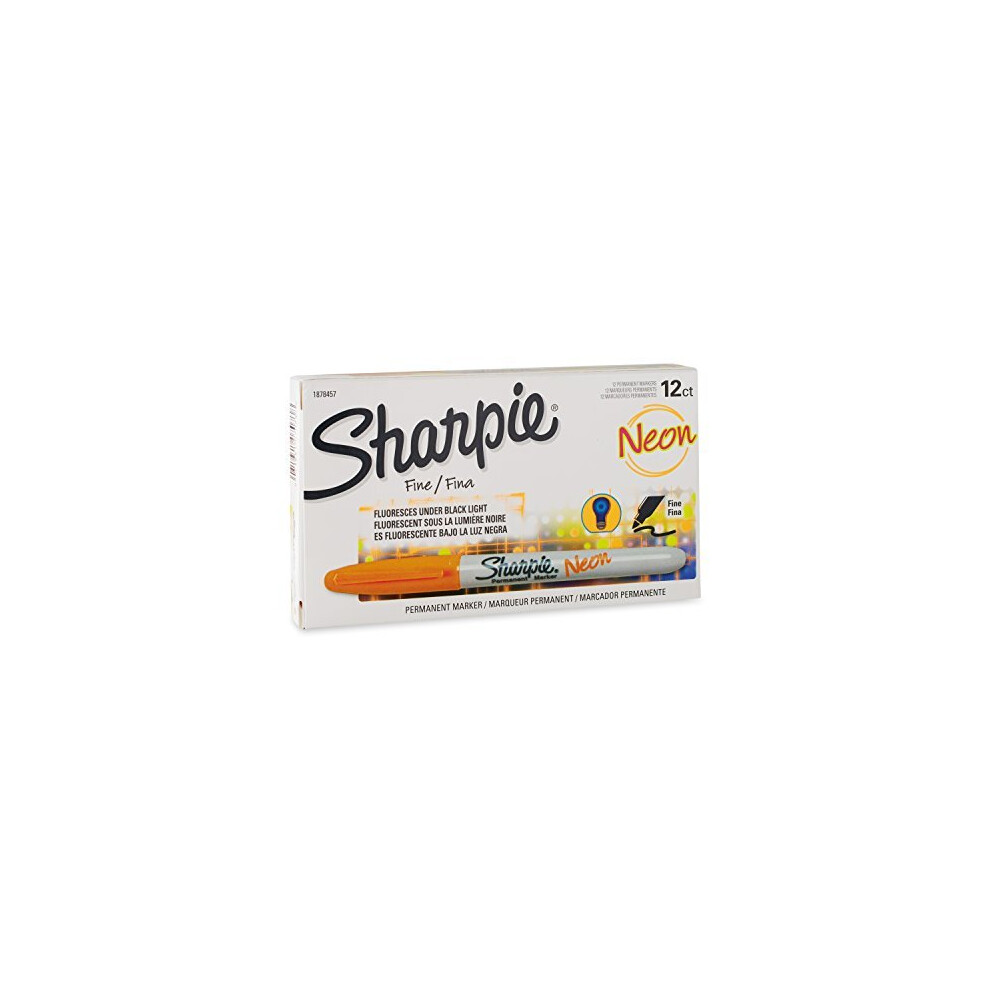 Sharpie Neon Fine Point Permanent Markers, 12 Neon Orange Markers