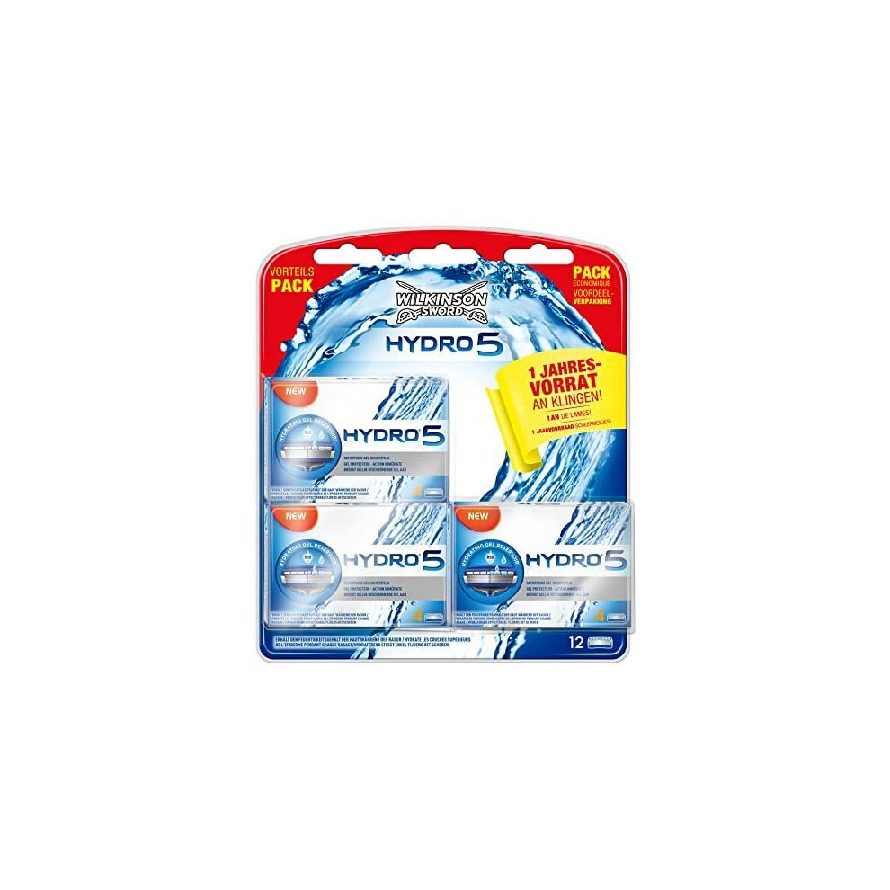 Wilkinson Sword Hydro 5 Razor Blades for Men Razor Bulk Pack Annual Supply Pack of 12