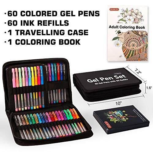 Gel Pens Shuttle Art 120 Pack Gel Pen Set 60 Coloured Gel Pen with 60 Refills for Adults Colouring Books Drawing Doodling Crafts Scrapbooking Jo on OnBuy