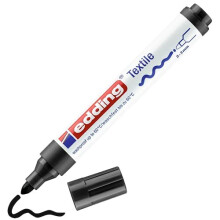 edding 4500 Textile Marker - Black - 1 Pen - Round Nib 2-3 mm - Permanent Fabric Markers for Drawing on Textiles, Wash-Resistant Up To 60 C - Ma