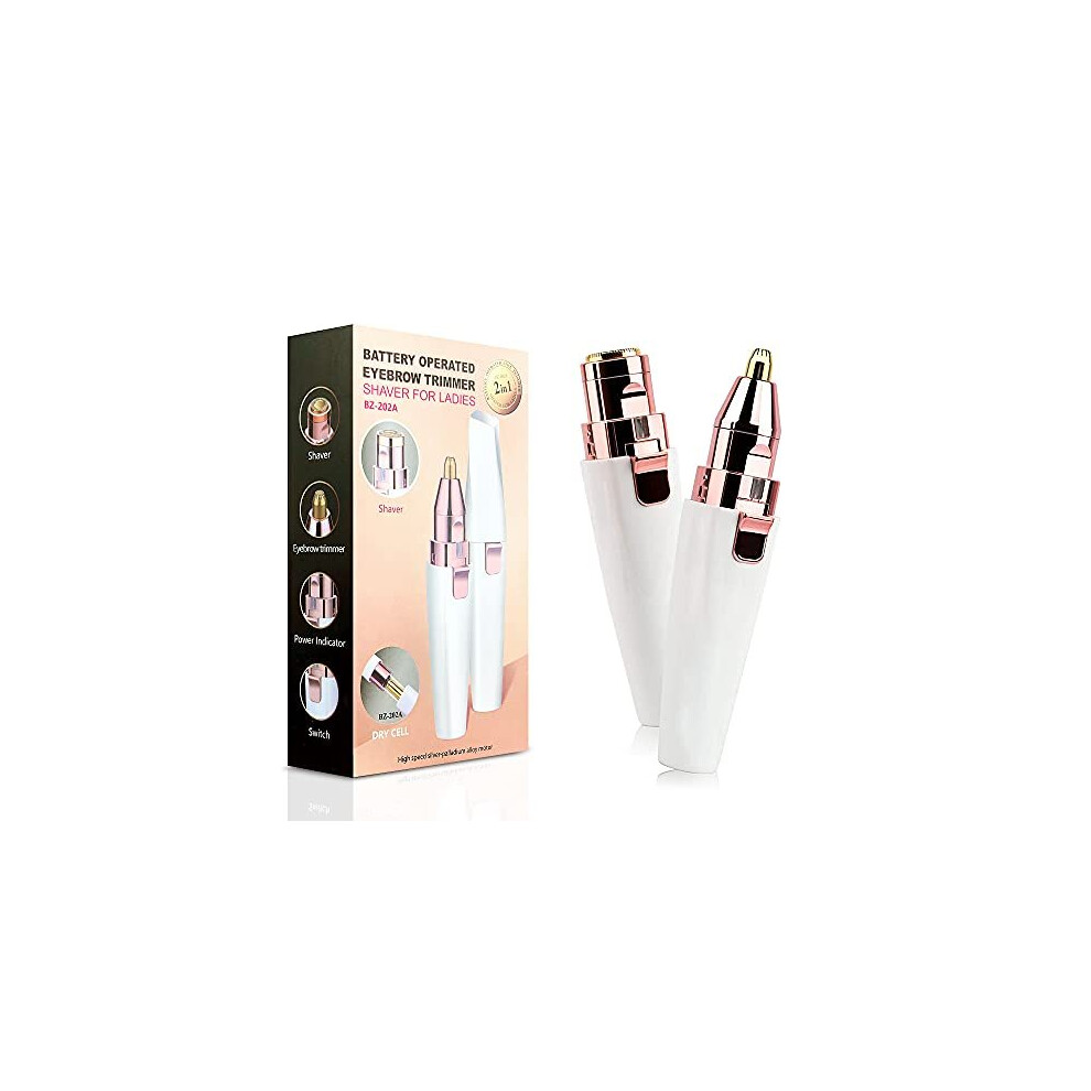 Facial Hair Remover for Women & Eyebrow Trimmer,2 in 1 Rechargeable Flawless Hair Remover with LED Light - Hair Trimmer for Face & Body