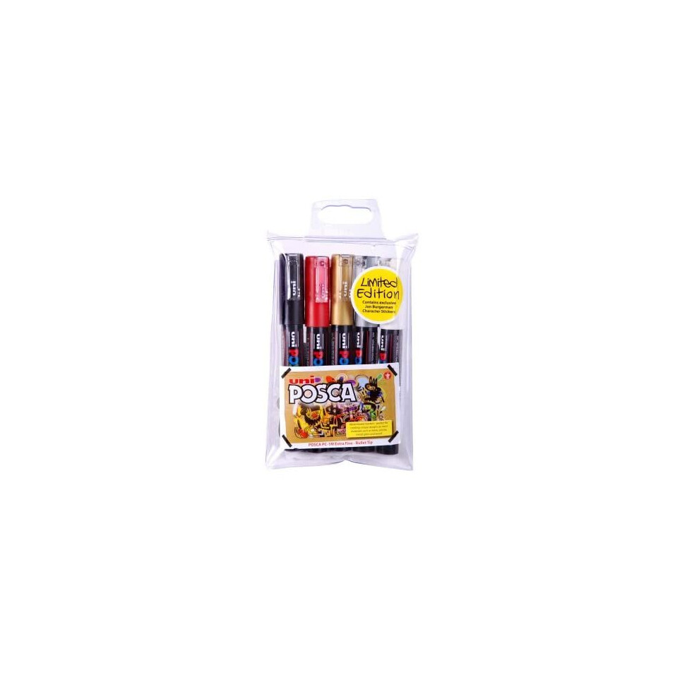 Uni-Ball Posca Pc-1M Extra Fine Bullet Tip Markers - Assorted Colours, Pack Of 5
