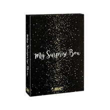 BIC My Surprise Box Gift Set: 14-Piece Writing Kit with 4 Ballpoint Pens, 5 Metallic Felt-Tip Pens, 5 Gel Pens, A5 Notebook & Sticky Notes