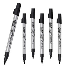 6 x BIC Intensity Metal PRO Permanent Marker, Fine Tip, Bullet Point Pens For Wood, Glass, Plastic & Metal [BLACK] (OEM Packed - Non-Retail Packa