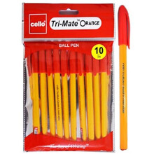 Cello Tri-Mate Orange Fancy Ballpoint Pens Medium Point (Red, Pack Of 10)