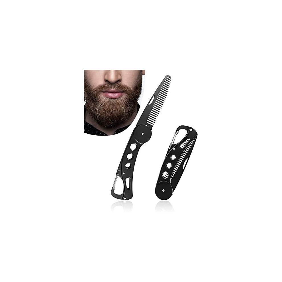 Unisex Beard Comb Stainless Steel Beard Combs Folding Beard Comb Mustache Pocket Comb Hair Styling Comb For Men For Hair Beards Mustache