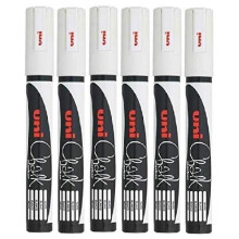 Uni White Bullet Tip Nib (1.8 - 2.5mm) Liquid Chalk Marker Pen Colour Whiteboard Blackboard Chalkboard Menu Glass Windows Wet Wipe Non Permanent