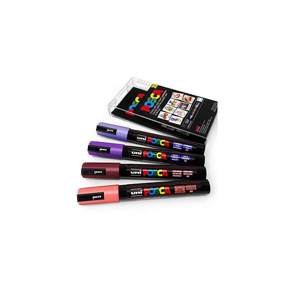 Uni POSCA - PC-5M Art Paint Markers - Set of 4 - in Plastic Wallet - Sunset Tones