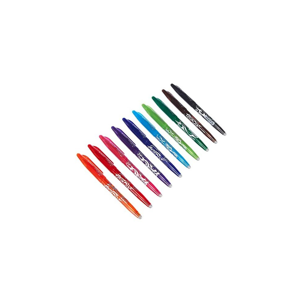 Pilot Frixion Bl-Fr7 Erasable Rollerball Pen Set, 0.7Mm Tip, Assorted Colours, 10 Pens Cap Model (Pack Of 10, No Erasers, Colorful)