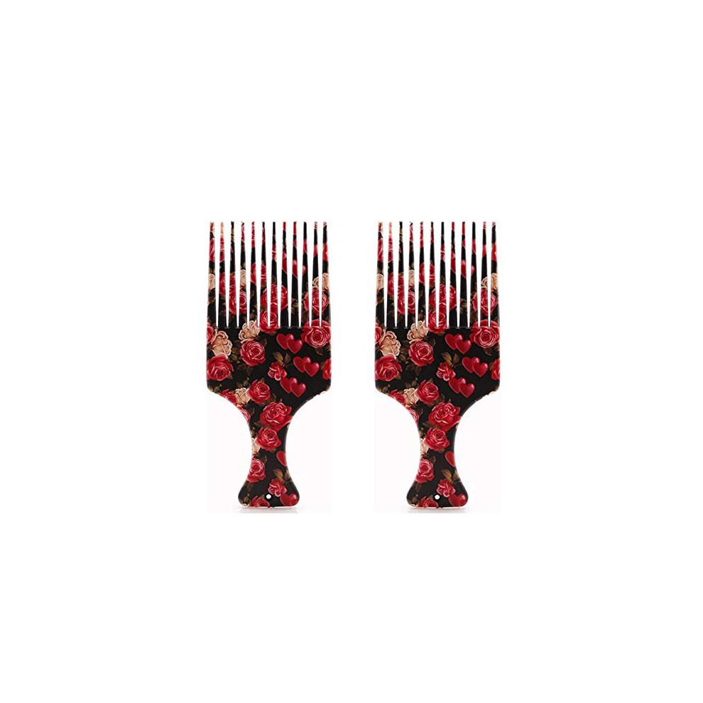 Unisex 2 Packs Afro Hair Comb Hair Pick Comb Plastic Afro Pick Hair Comb Smooth Hair Pick Comb Plastic Wide Tooth Comb Hair Pick Comb Hairdressing Styli