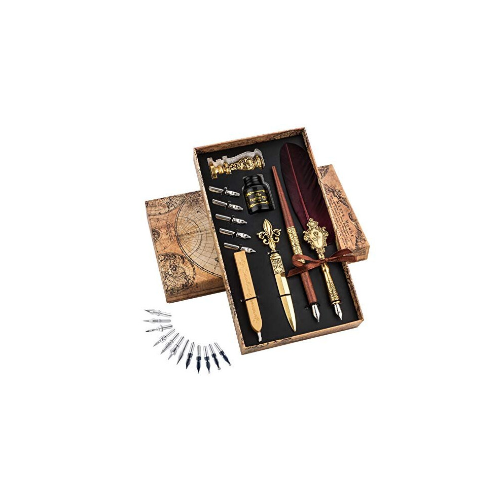 Hethrone Calligraphy Pens - Caligraphy Beginners Set Feather Pen Quill Pen and Ink Set