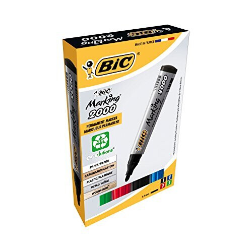 BIC BIC Marking 2000 ECOlutions Permanent Bullet Tip Markers - Assorted Colours, Wallet of 4