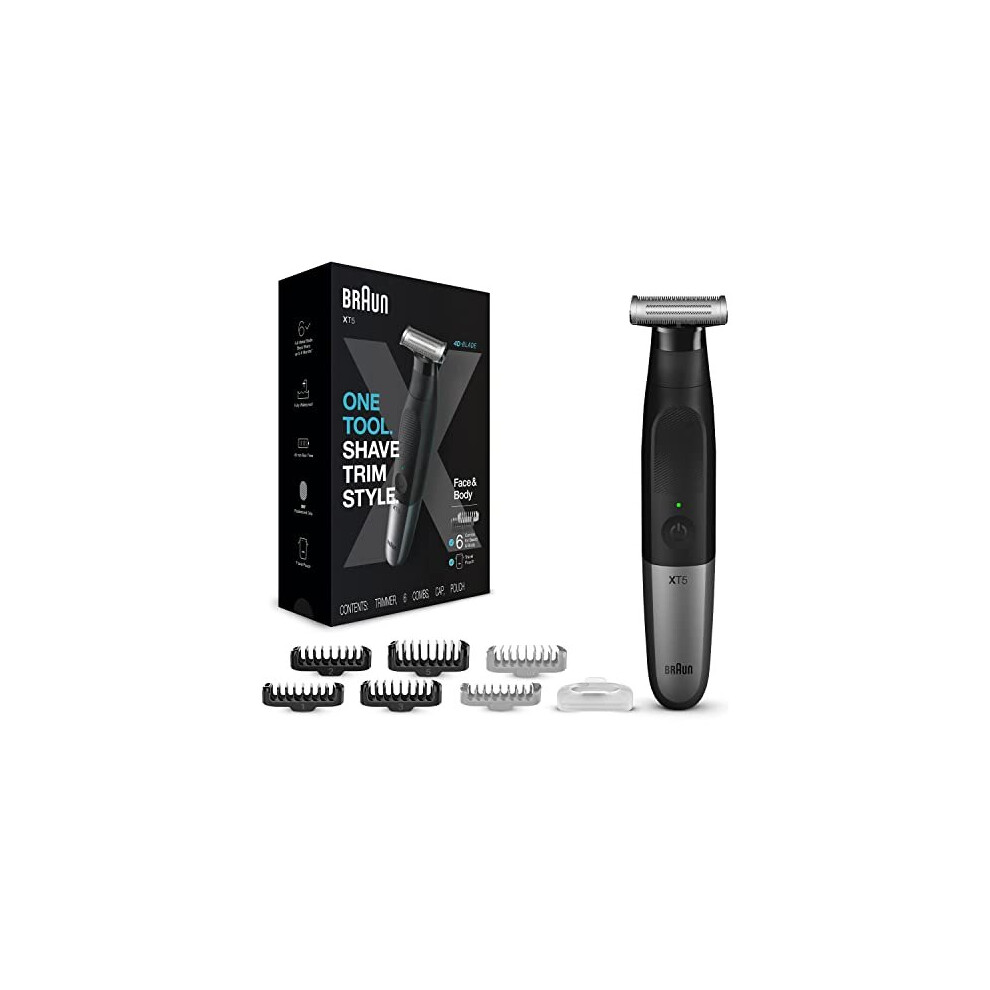 Braun Series XT5 Beard Trimmer, Electric Shaver for Men, Body Groomer for Manscaping With Travel Pouch & One Blade, Hybrid Trimmer, Gifts For Men