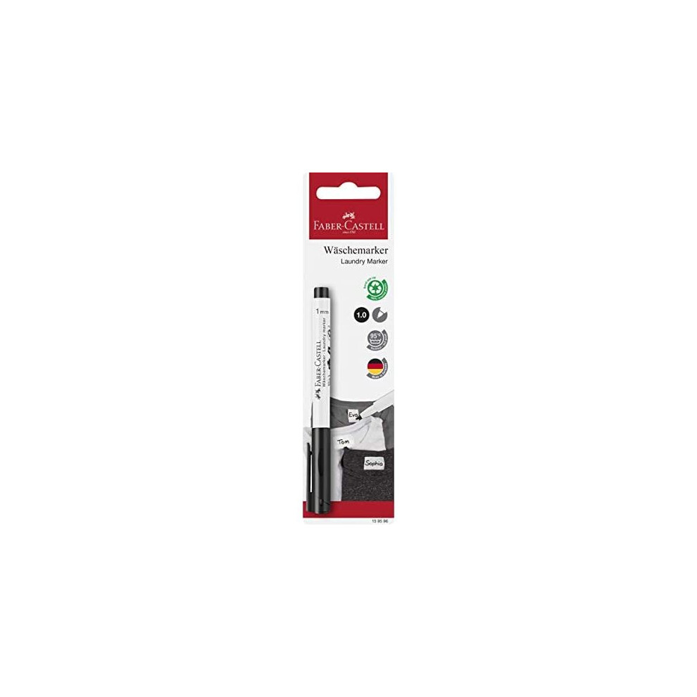 Faber-Castell 159596 Textile Marker, 1 mm Round Tip, Washable up to 95 C, Fixes Independently After 24 Hours or After Ironing, Black, Pack of 1