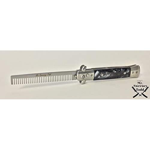 Switchblade Foldable Comb (Black) - Push Button - Mr Sweeney Todd Flick Comb/Display Box 1