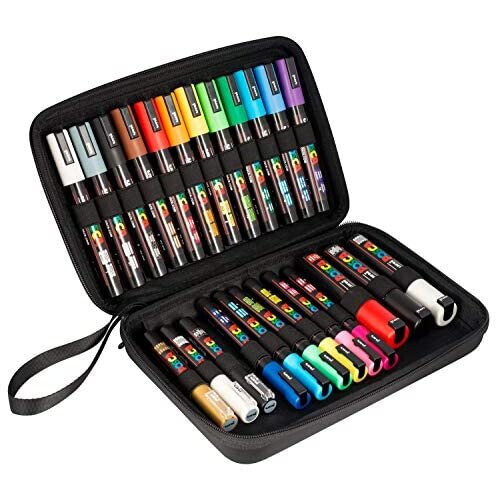 Uni-Ball Mallette Posca schwarz 24 assortierte Marker