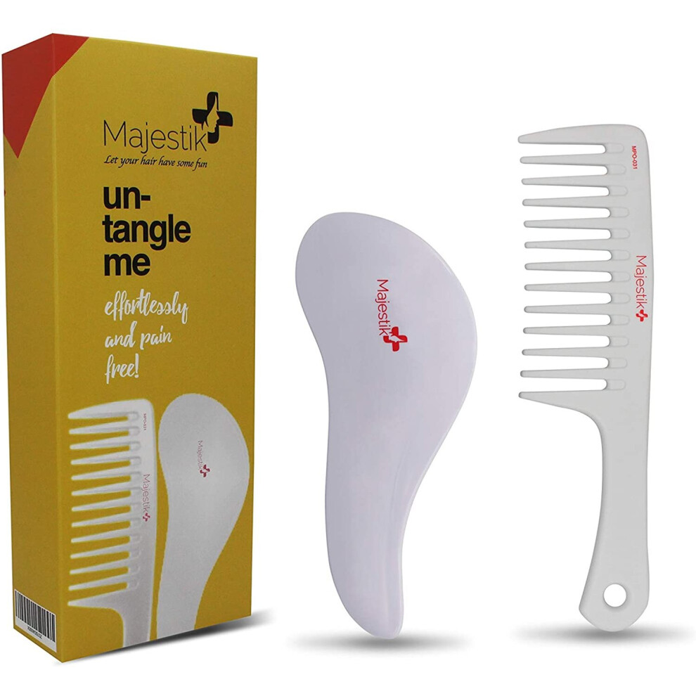 Majestik+ Unisex Not,Specified Detangling Brush & Comb Set- The Best Hair Detangler Kit For No More Tangles, No More Tears