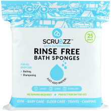 Scrubzz Disposable Bed Bath Wipes 25 Pack for Elderly Travel Camping Single Use Shampoo Shower Rinse Free