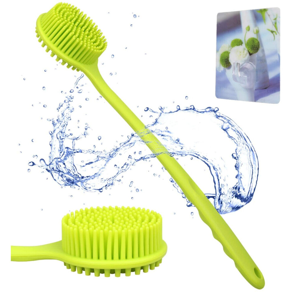 Photos - Bath Sponge Bath Body Brush, Hoiny Long Handle Silicone Bath Brush with Hook,Green Double-sided Long Handle Shower Brush,100 BPA-Free Ba