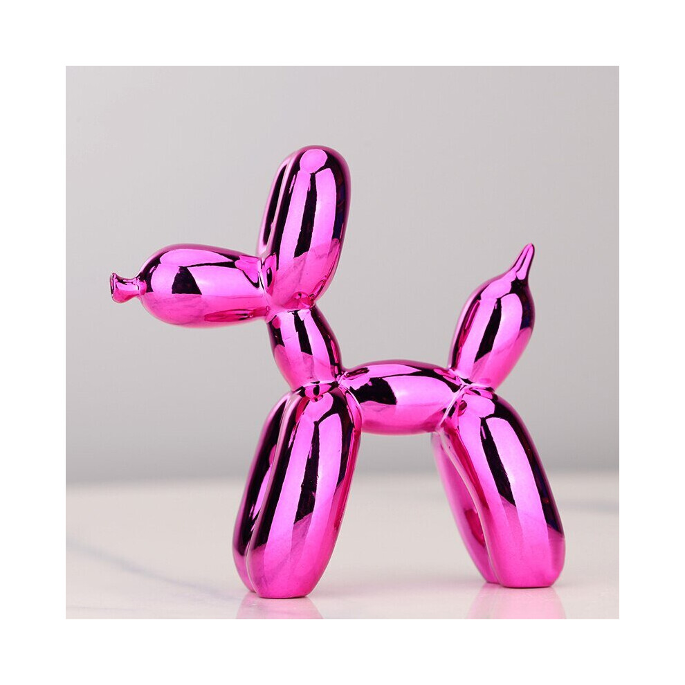 Nordic Resin Dog Crafts electroplating balloon sculpture Fuchsia 17x17x7cm