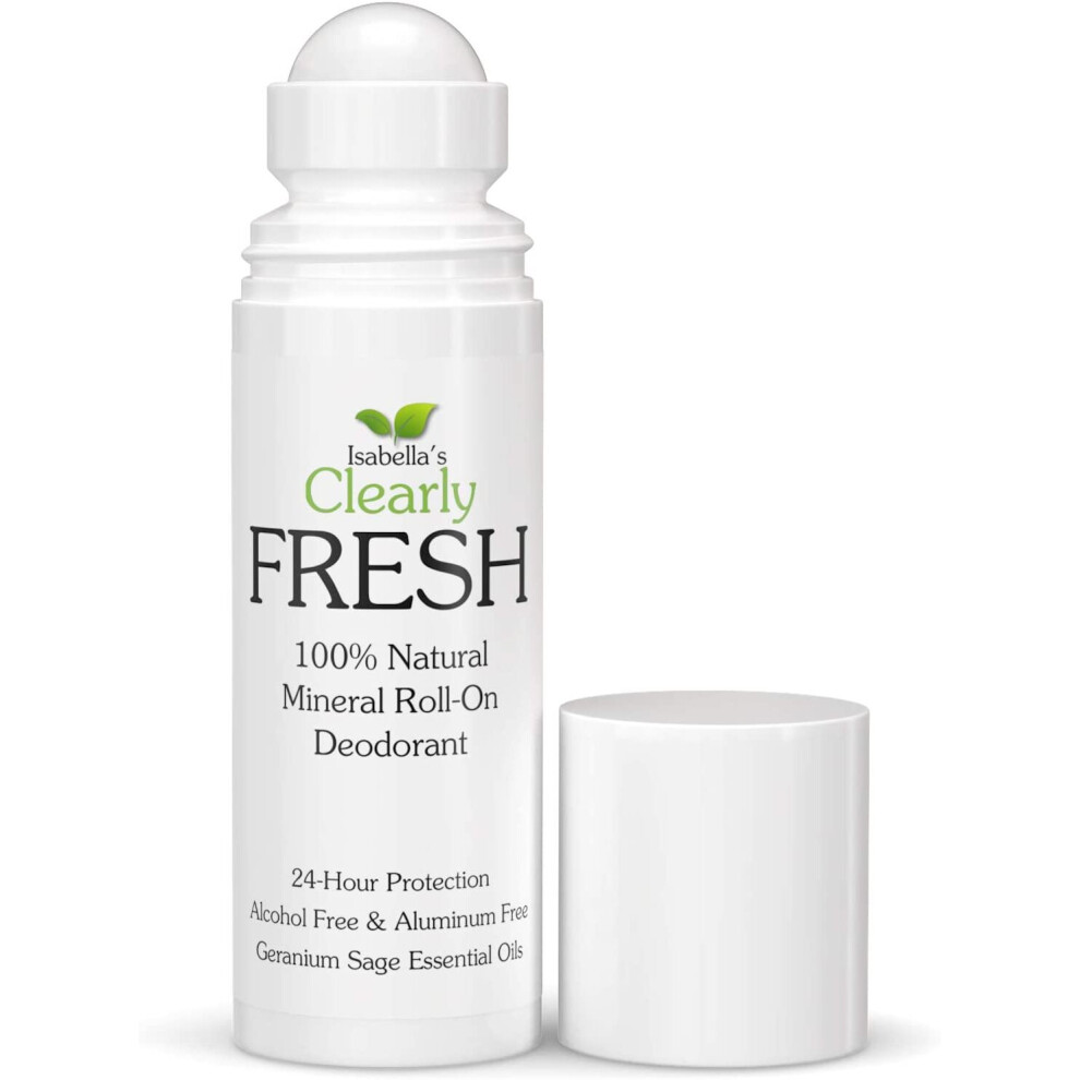 Isabella's Clearly Clearly Fresh Natural Magnesium Roll On Deodorant I 24 Hour Protection I Unisex I For Sensitive Skin With Aloe Vera, Argan Oil I No Aluminum, Parabens