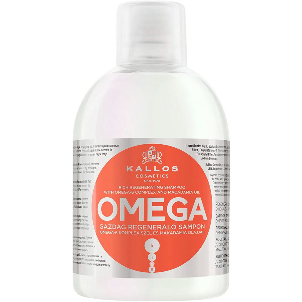 Kallos White Rich Regenerating Shampoo With Omega-6 Complex & Macadamia Oil 1000Ml,
