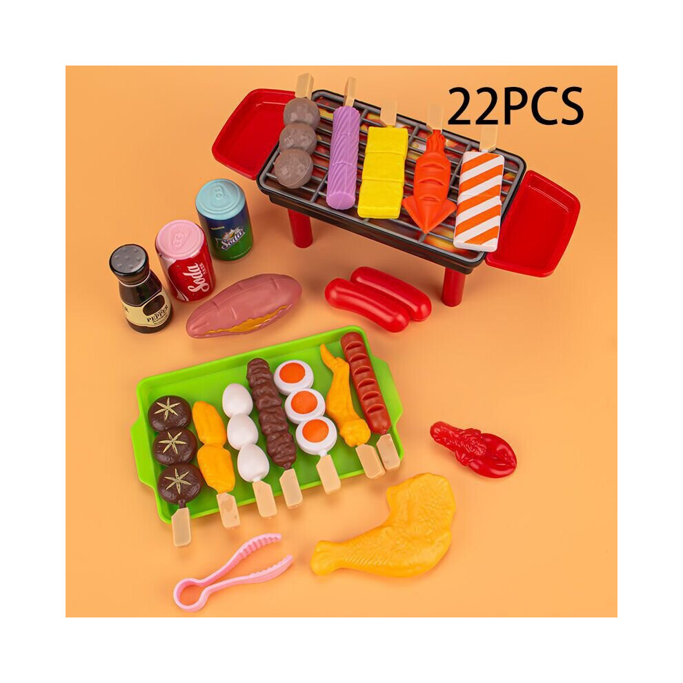 (22Pcs) Kids Simulation Kitchen Toy Set Barbecue Pretend Play Food House Food Assembling
