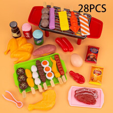 (28Pcs) Kids Simulation Kitchen Toy Set Barbecue Pretend Play Food House Food Assembling