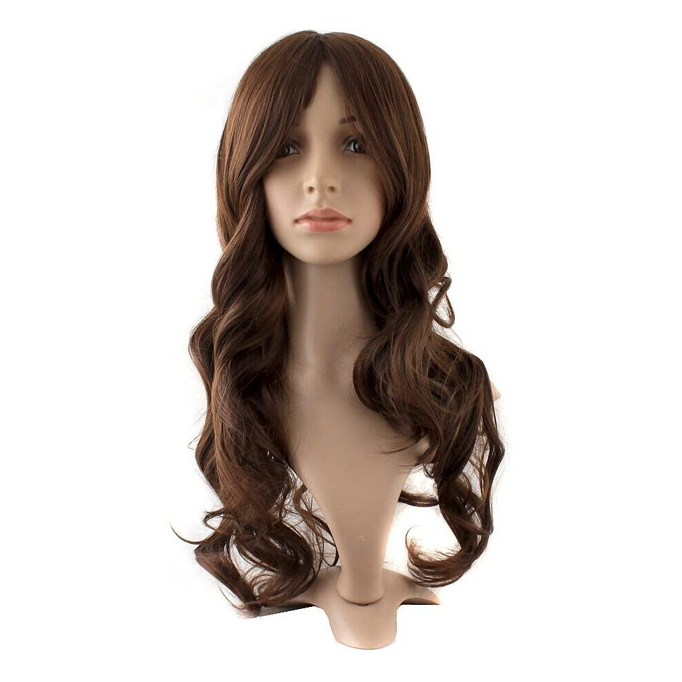 MapofBeauty Charming Synthetic Fiber Long Wavy Hair Wig Women's Party Full Wigs (Brown)