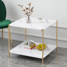 Modern Marble Coffee Tea Table 2 Tiers Sofa Side End Night Stand Storage Cabinet
