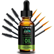 Organic Castor Oil,Pure Cold Pressed Castor Oil for Eyebrows,Eyelashes,Hair Growth,Nails,and Skin with 5 Sets of Eyebrow&Eyeliner Brushes (30ml)