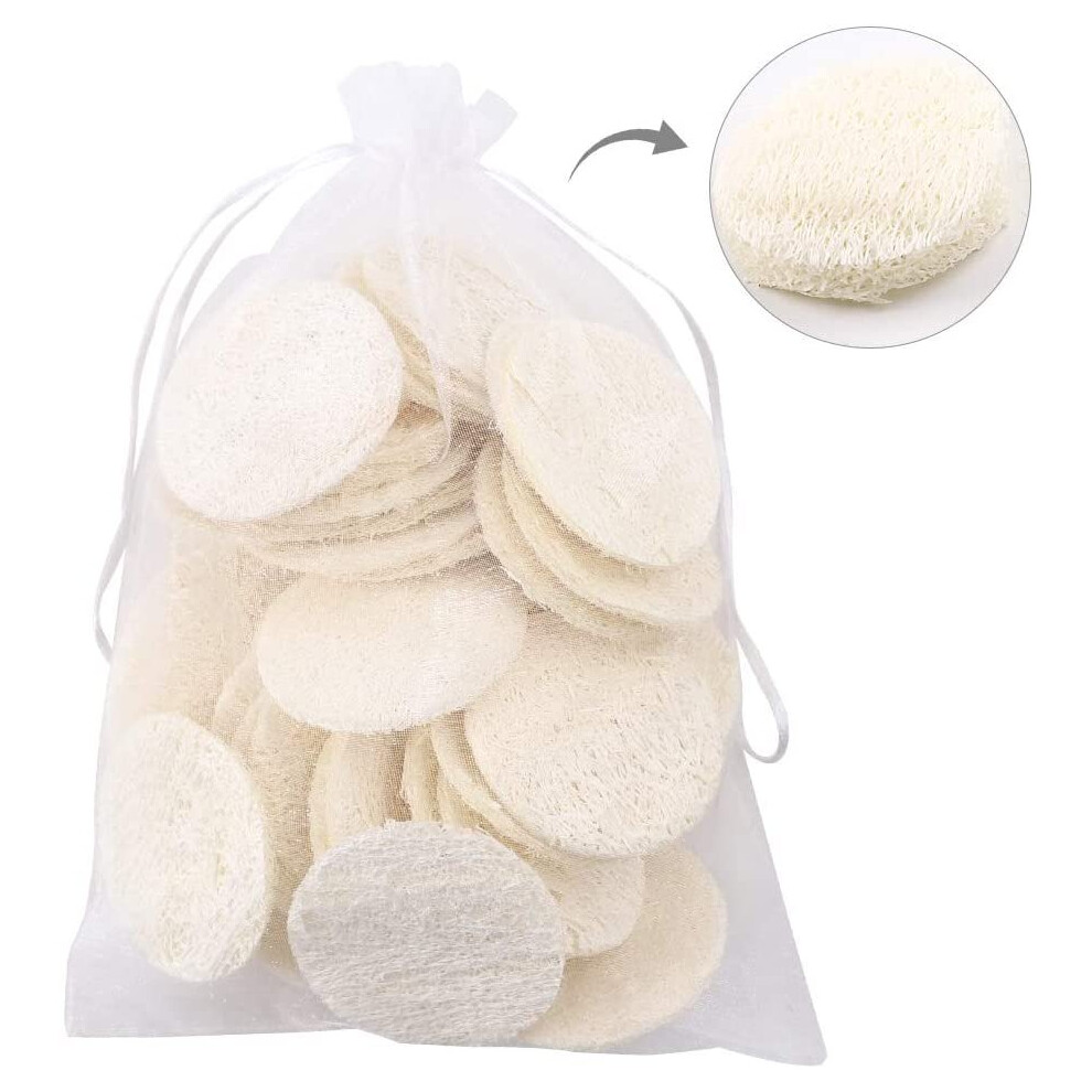 40 Pcs Exfoliating Loofah,Natural Loofah Pads Scrubbing Sponges,Reusable Makeup Removal Face Pads Loofah for Men & Women Face Brush Cleanser and