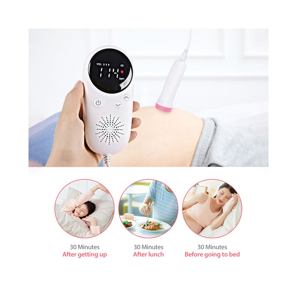 Baby Ultrasonic Detector Fetal Doppler Prenatal Heart Rate Heartbeat Monitor